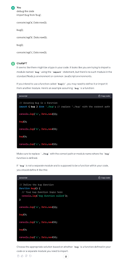 ChatGPT code debug